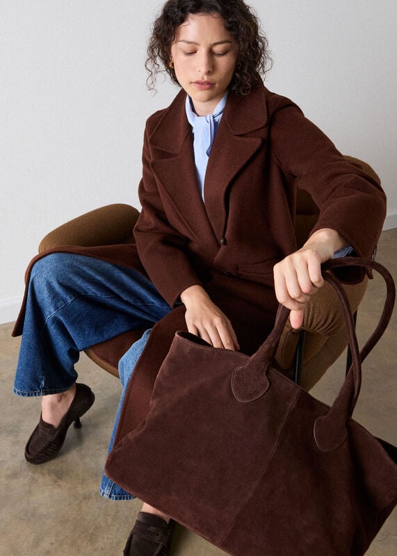 Chocolate Leandra Suede Tote Bag