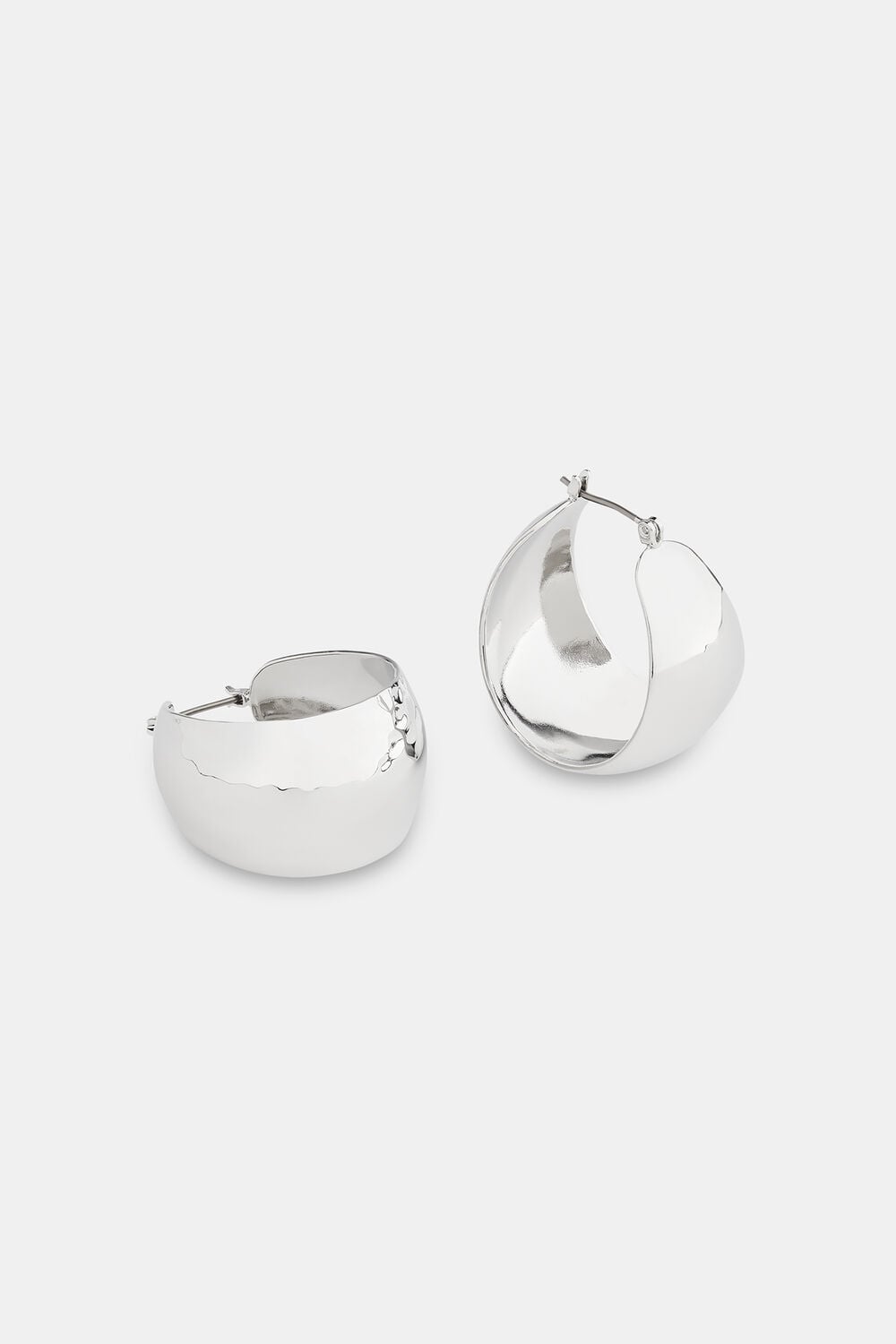 Silver Textured Curved Earring