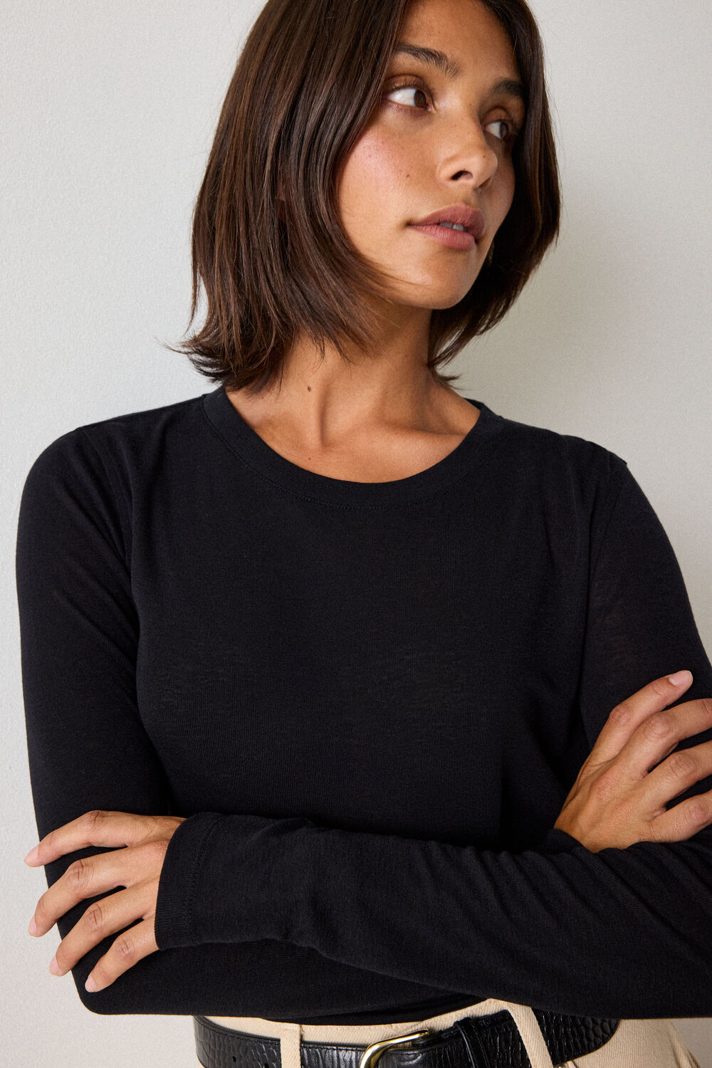 Wool Mix Jersey Crew Neck