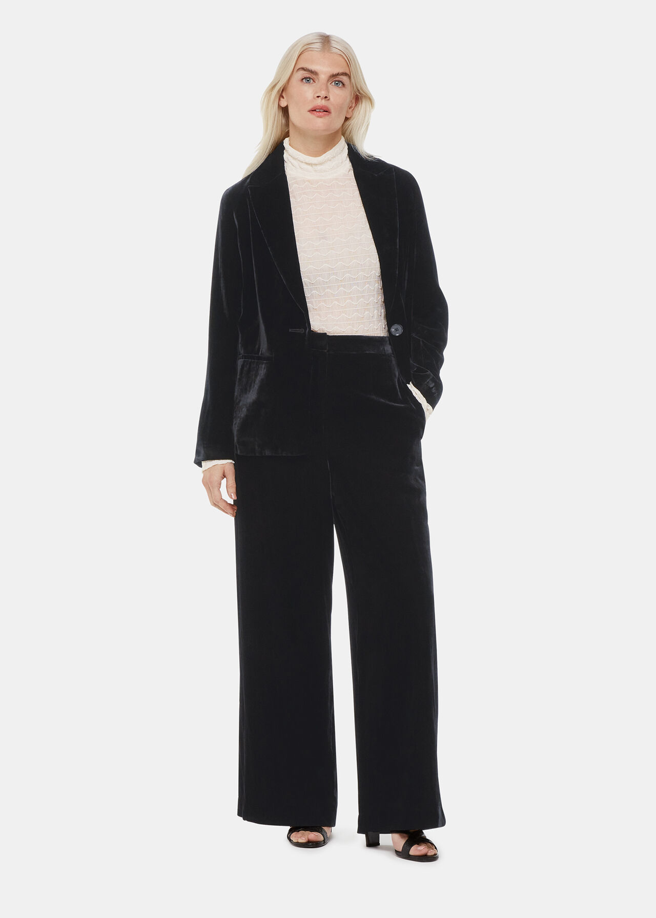 Petite Full Length Velvet Trouser