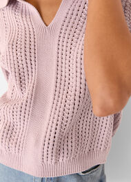 Pointelle Collar Detail Knit