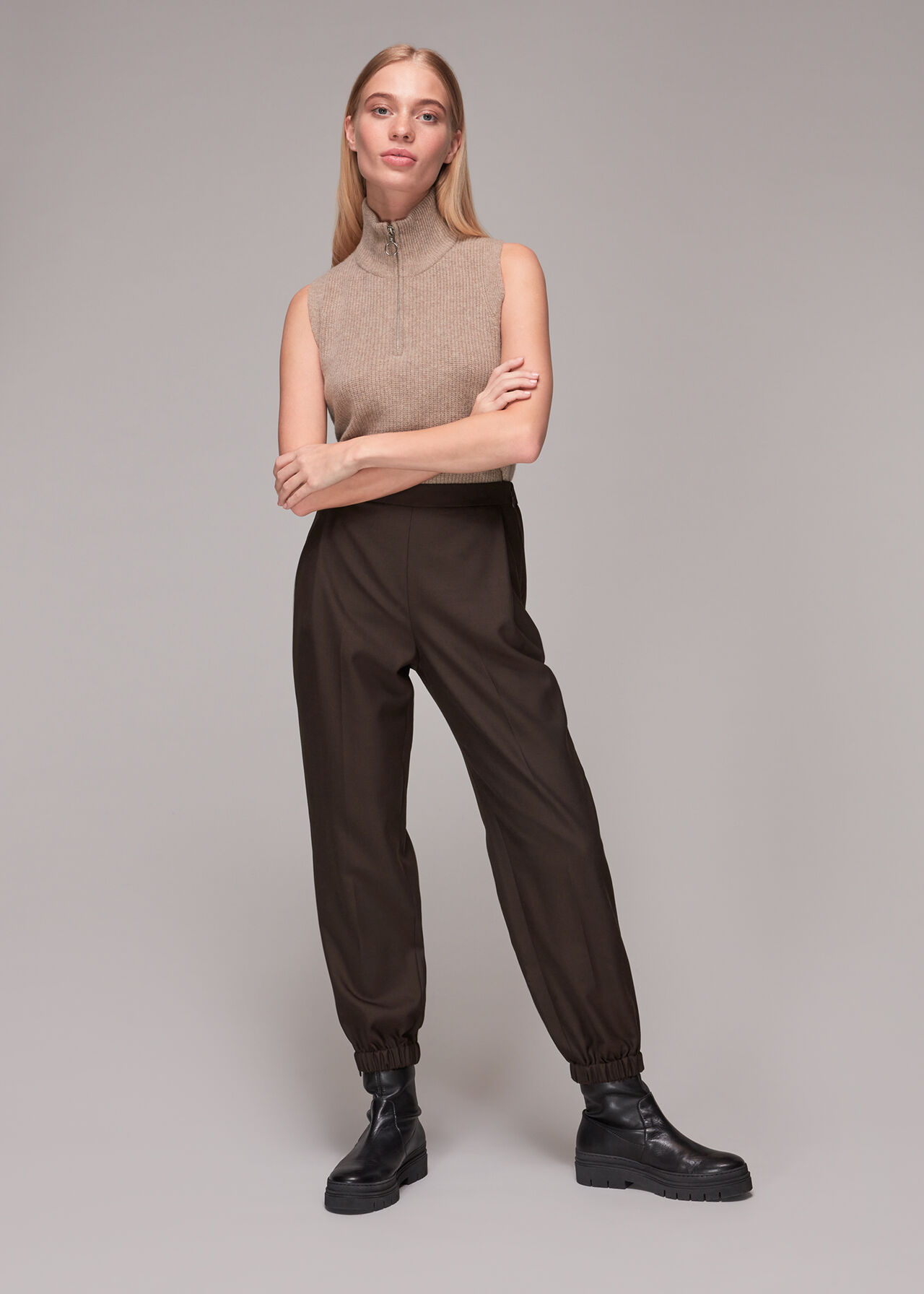 Mia Elastic Waist Wool Trouser