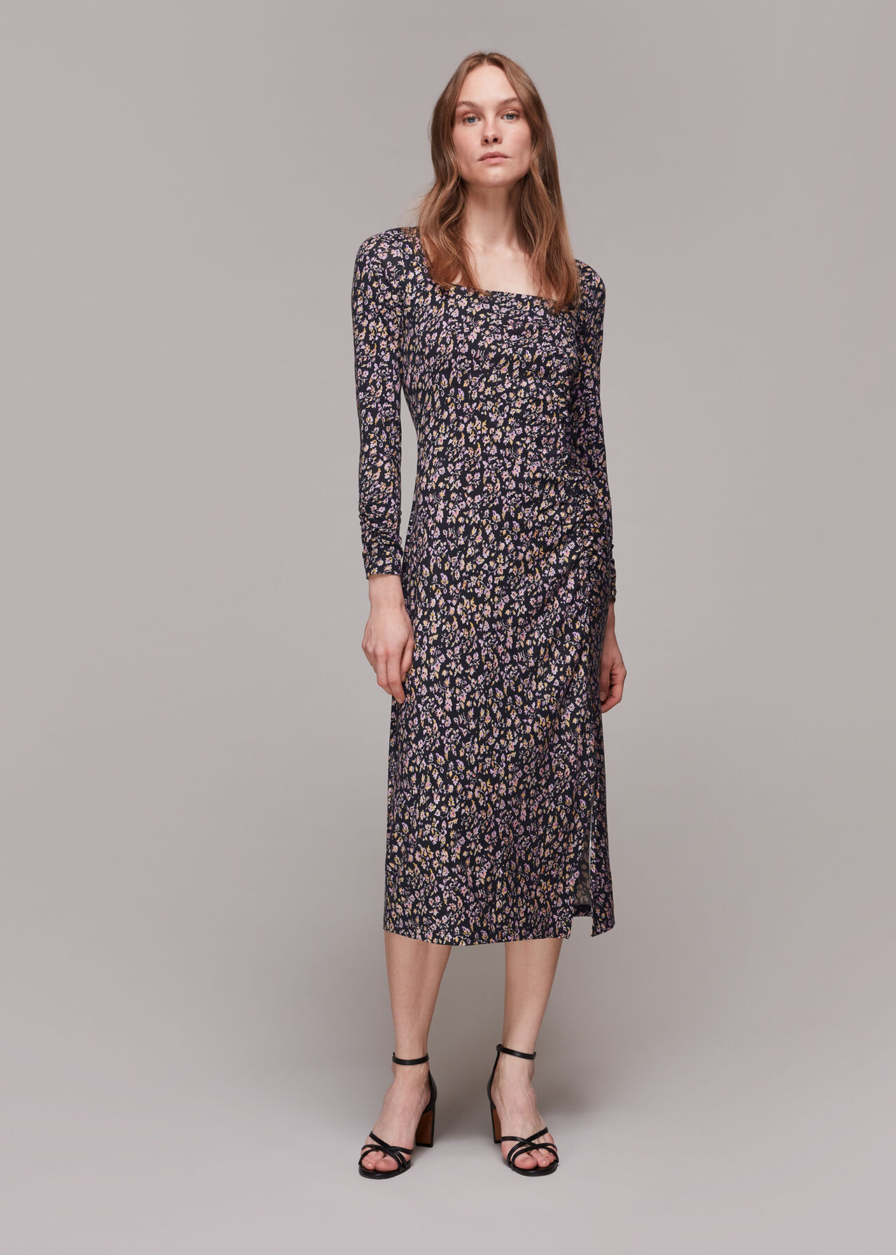 Trailing Floral Jersey Dress