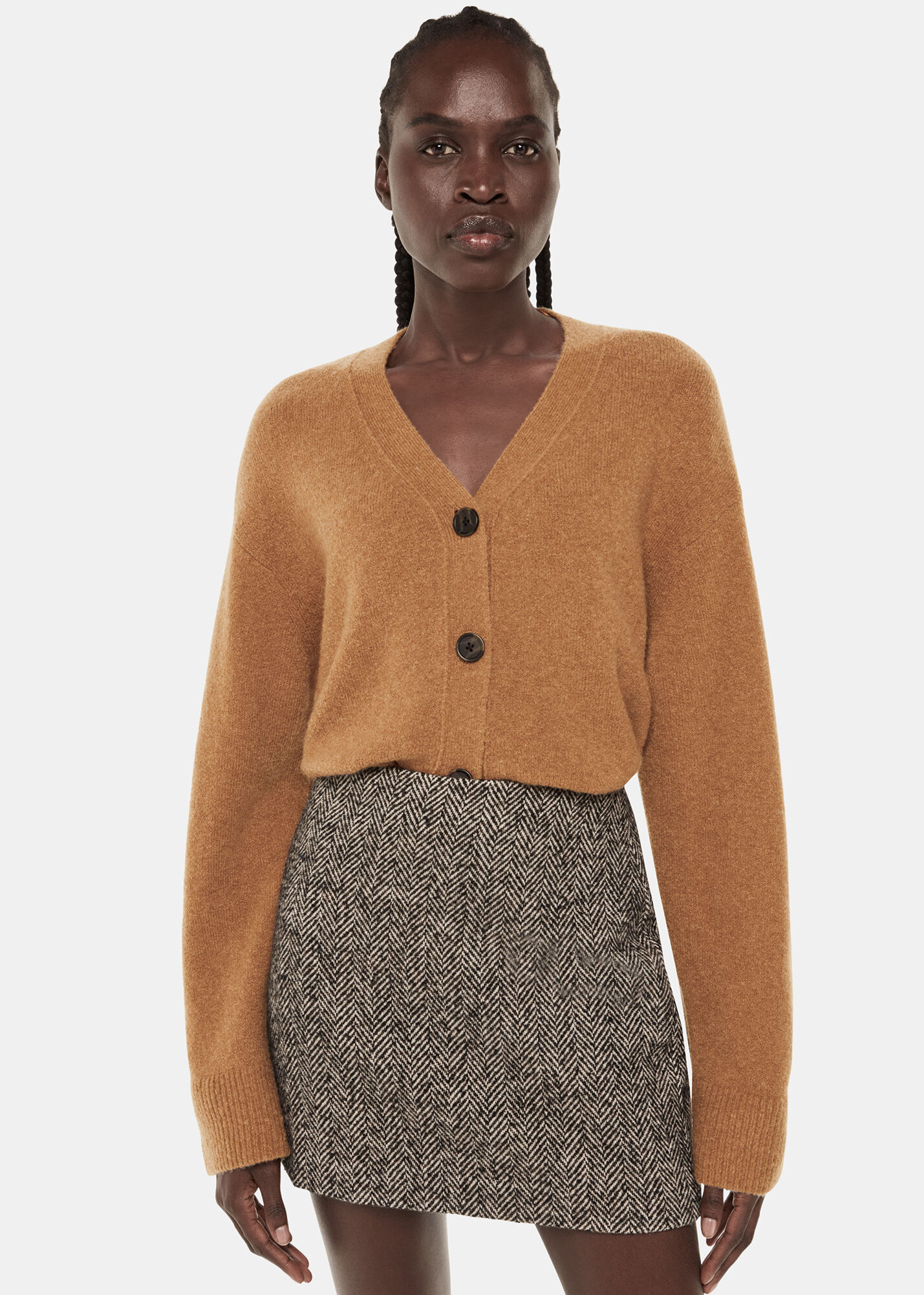 Long hot sale camel cardigan