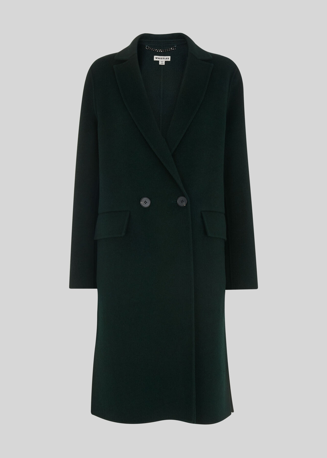 Double Faced Short Wool Coat Dark Green