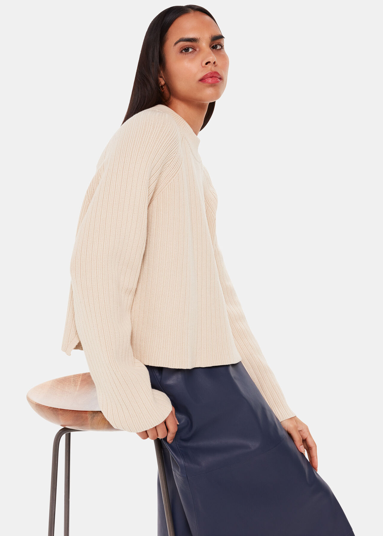 Cotton Rib Crew Neck Knit