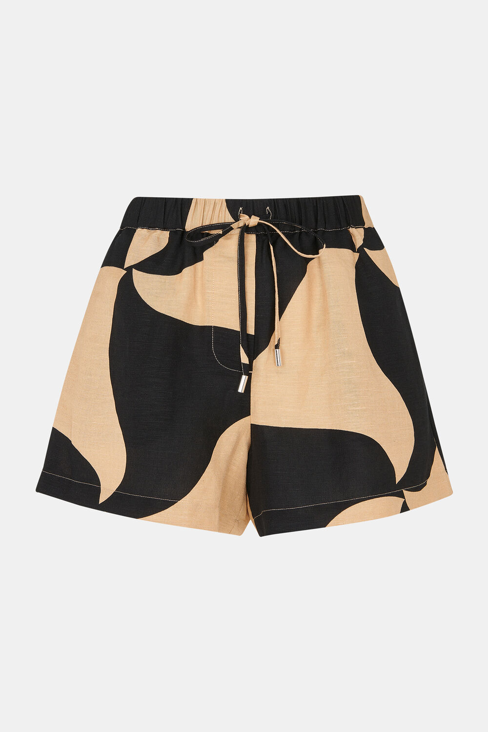 Black Swirl Linen Blend Short