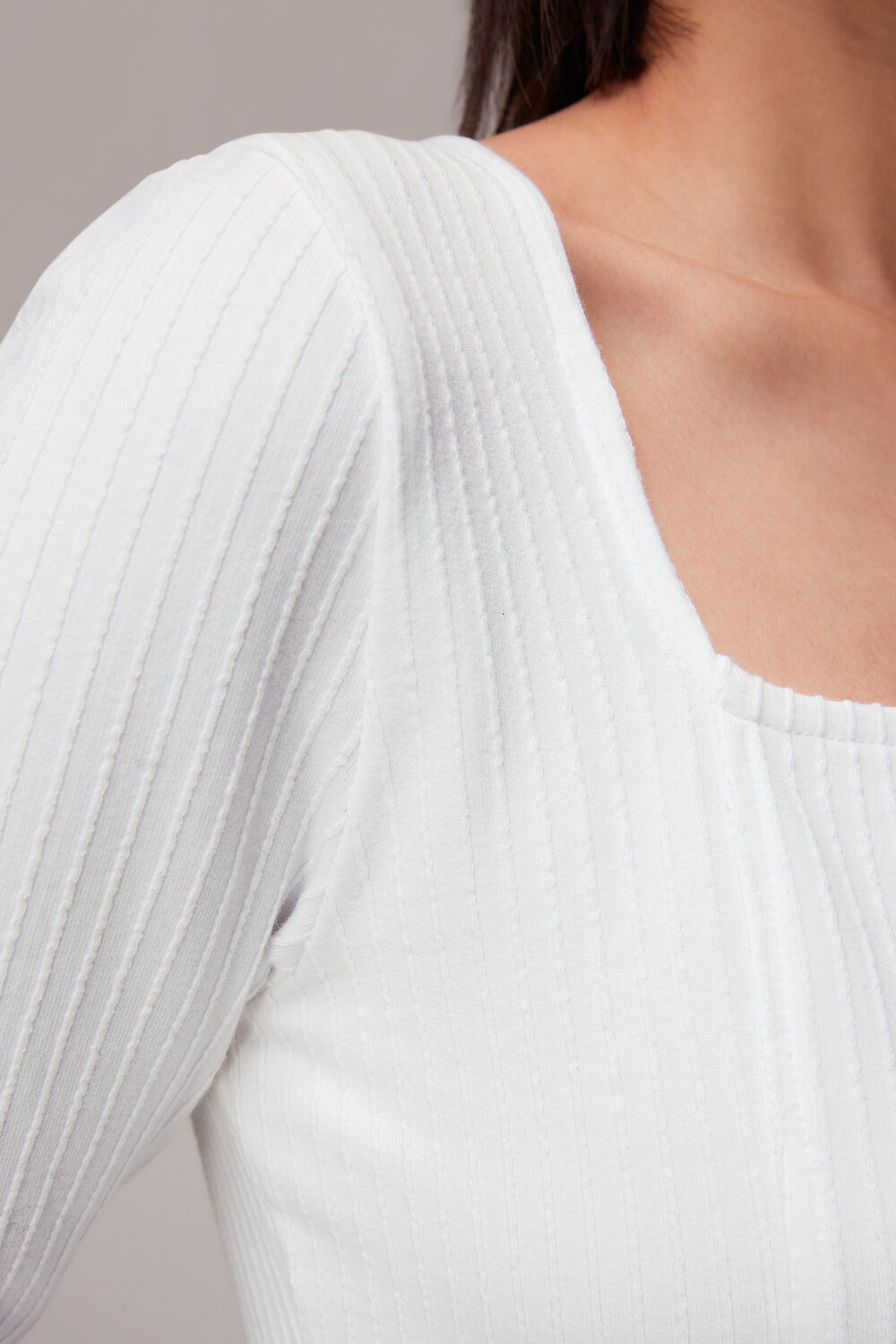 Square Neck Long Sleeve Rib