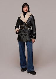 Maya Leather Belted Coat