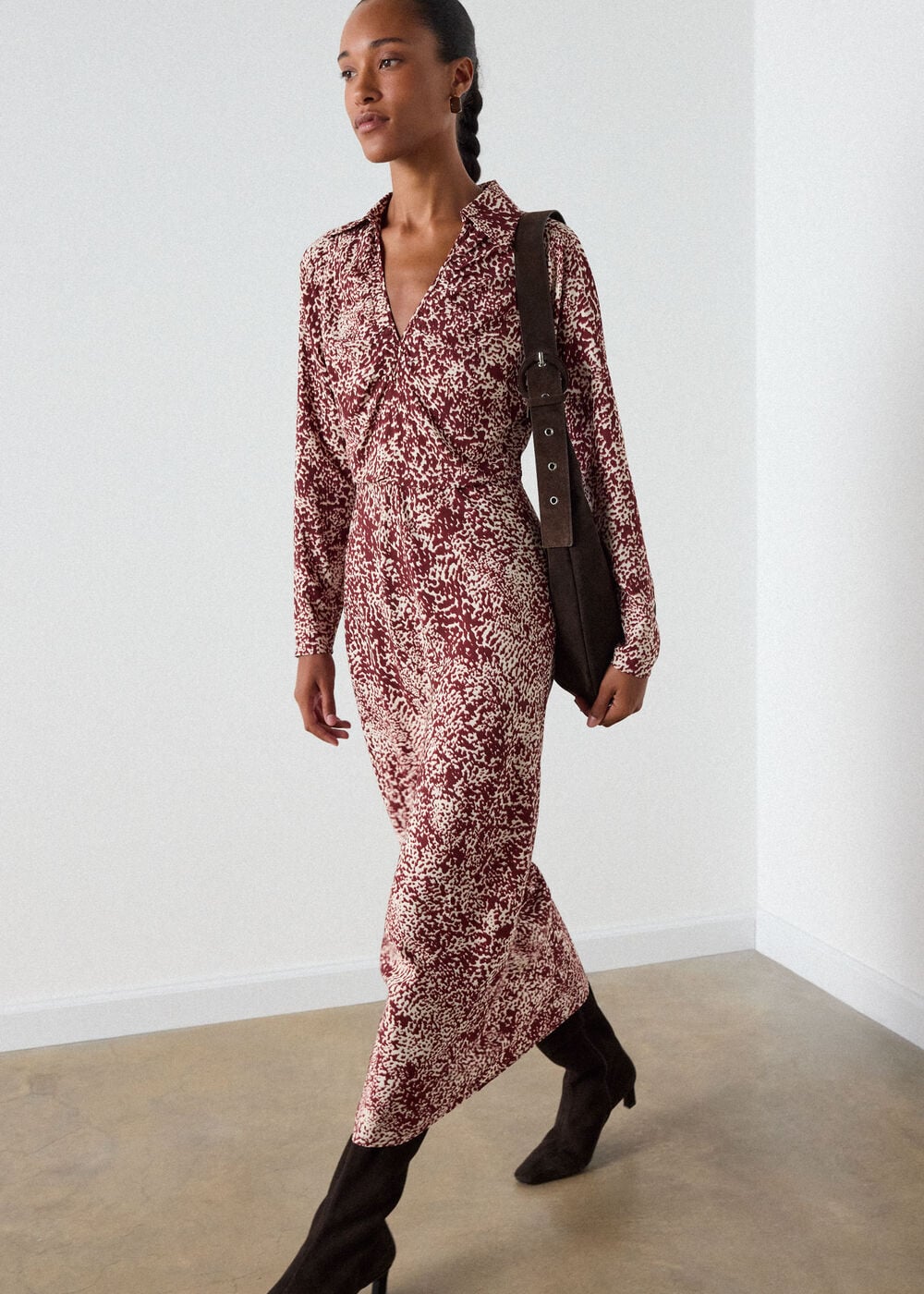 Feathered Animal Shirt Dress