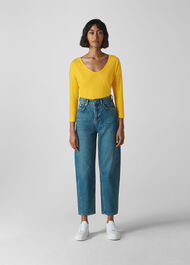 Cotton Scoop Neck Top Yellow