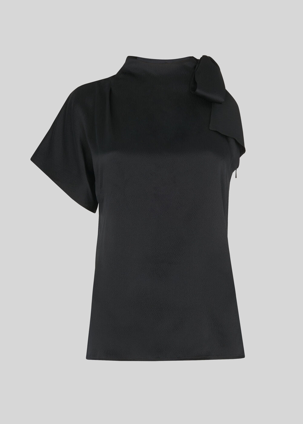 Emi Silk One Shoulder Top Black