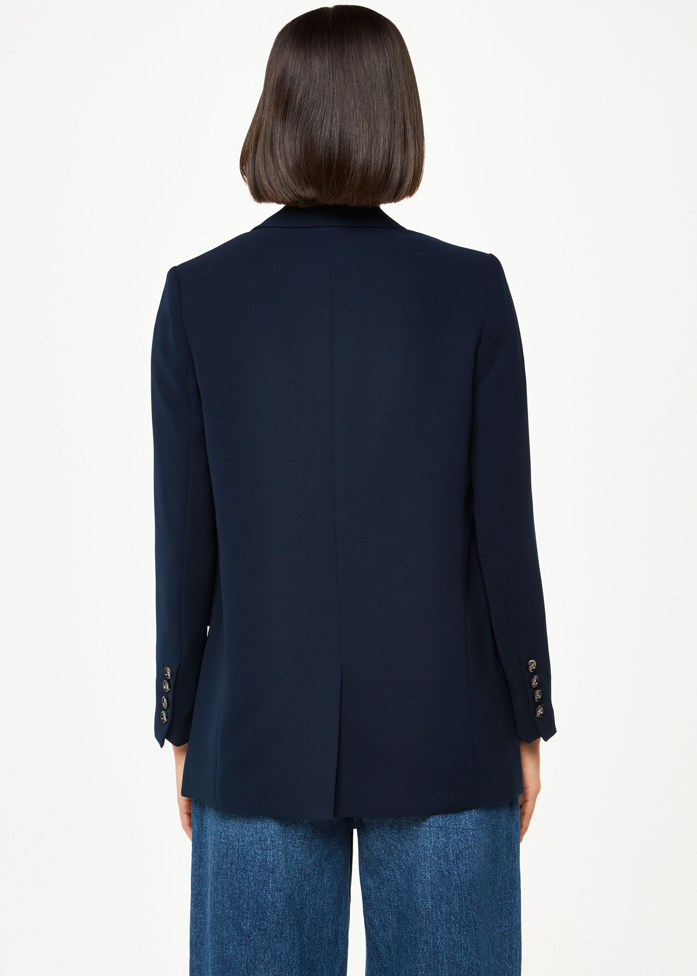 Navy Crepe Boyfriend Blazer WHISTLES