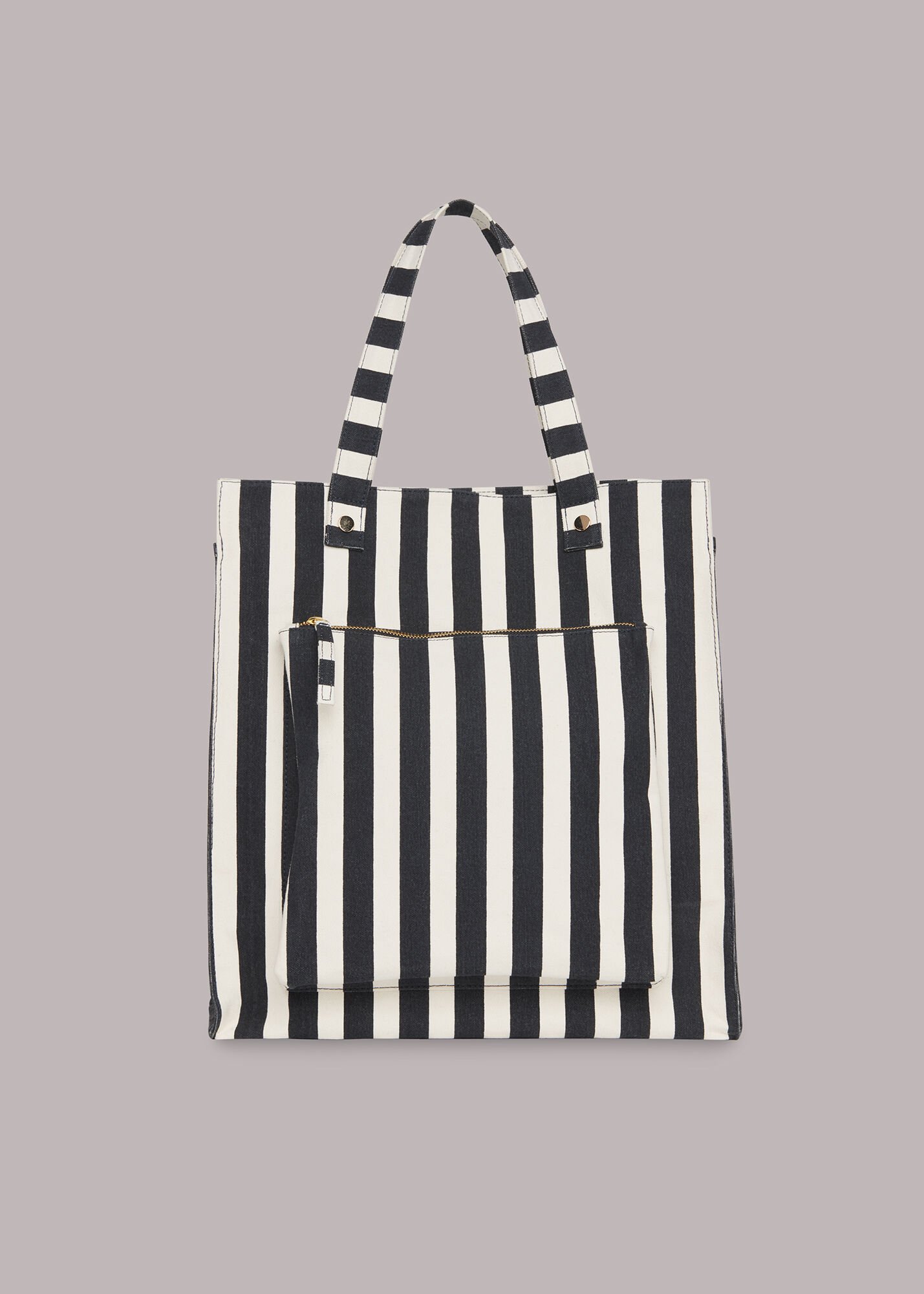 Navy Sena Striped Canvas Tote WHISTLES