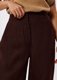 Petite Linen Barrel Leg Trouser