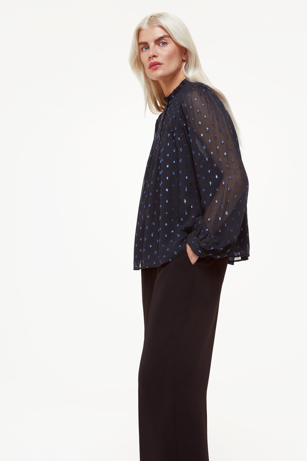 Petite Mia Metallic Dobby Top