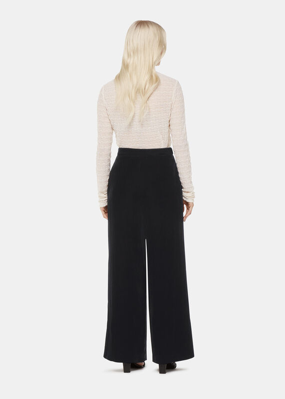 Black Petite Full Length Velvet Pants&nbsp;