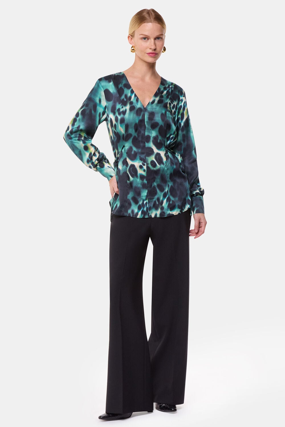 Misty Leopard V Neck Blouse