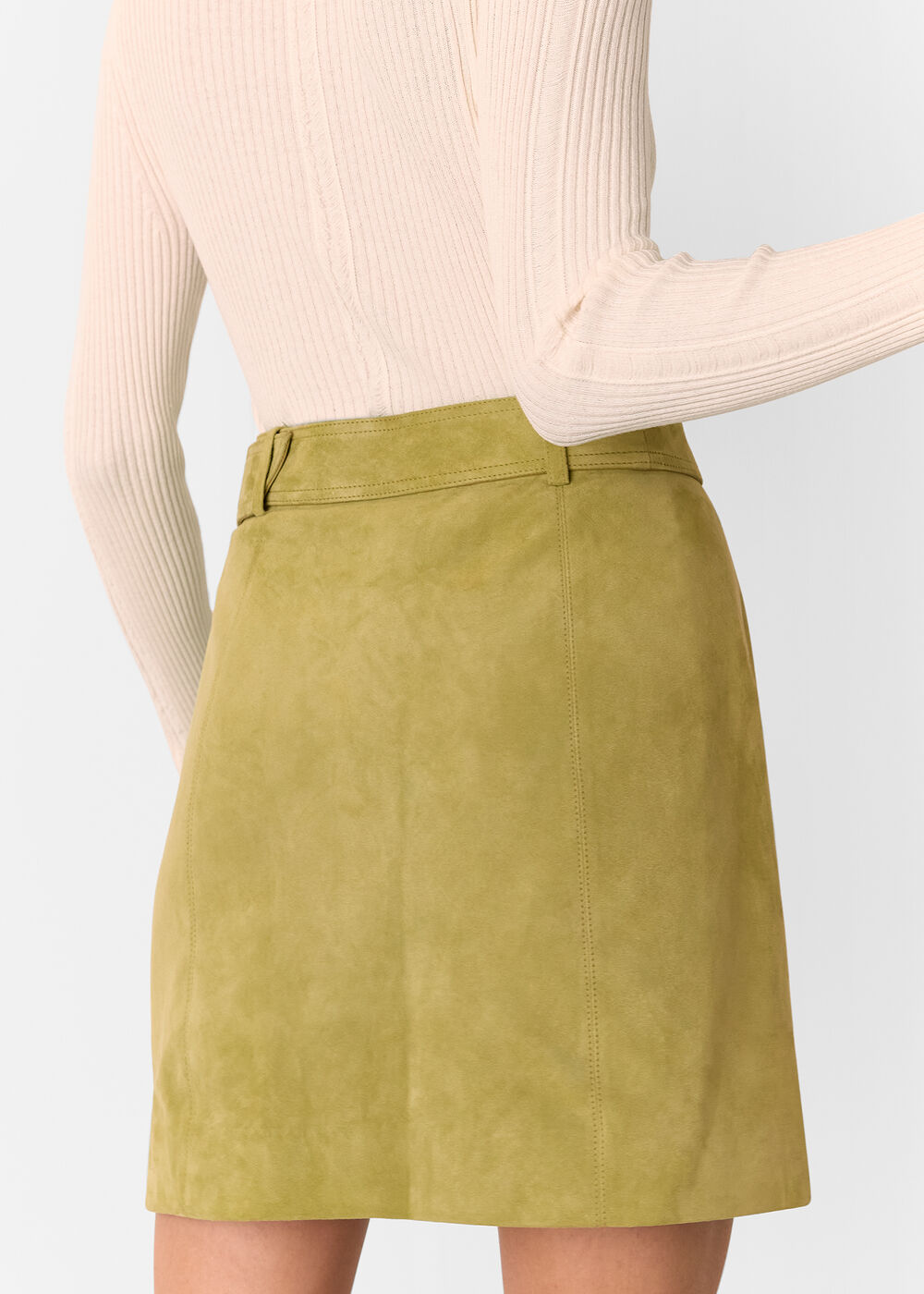 Suede Belted Mini Skirt