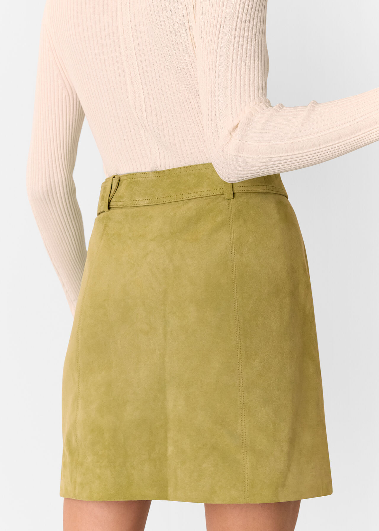 Suede Belted Mini Skirt
