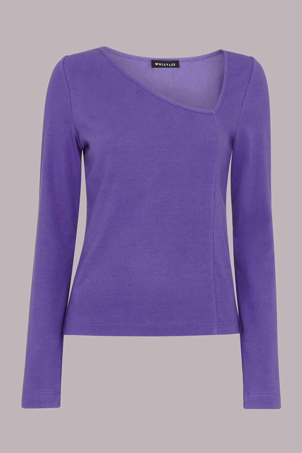 Ribbed Asymmetric V-Neck Top