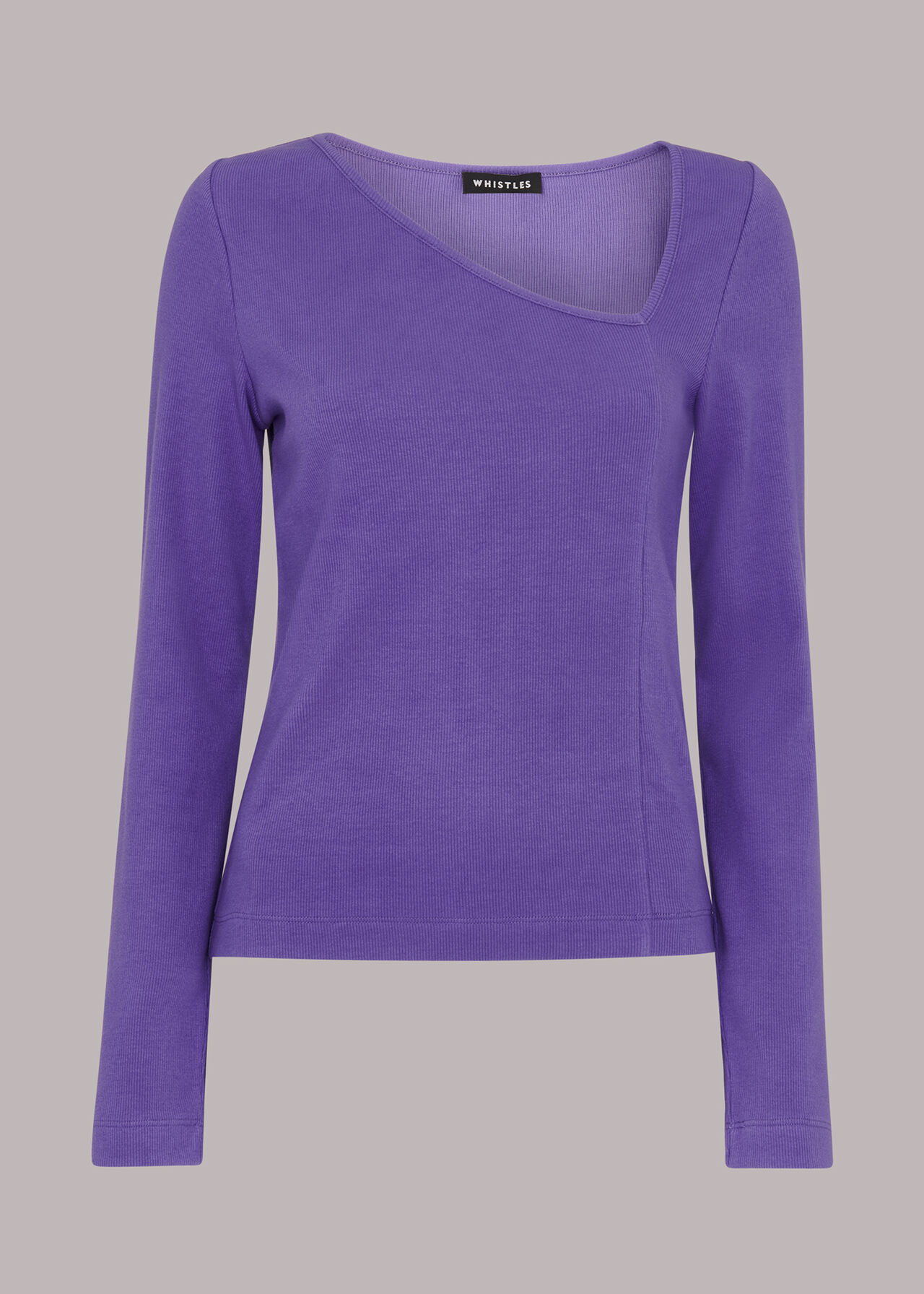 Ribbed Asymmetric V-Neck Top