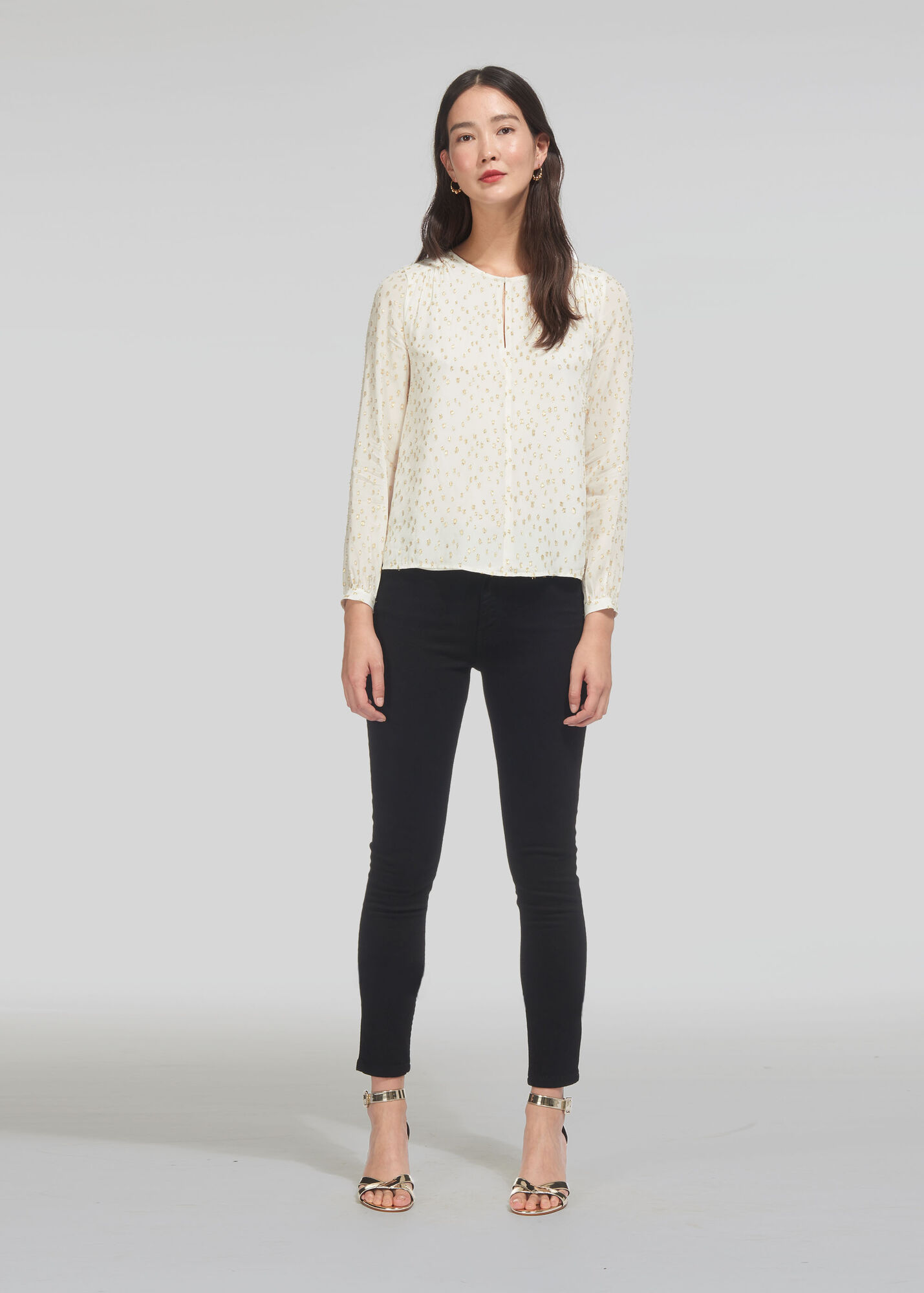Andrea Gold Dobby Spot Blouse, Gold/Multi WHISTLES