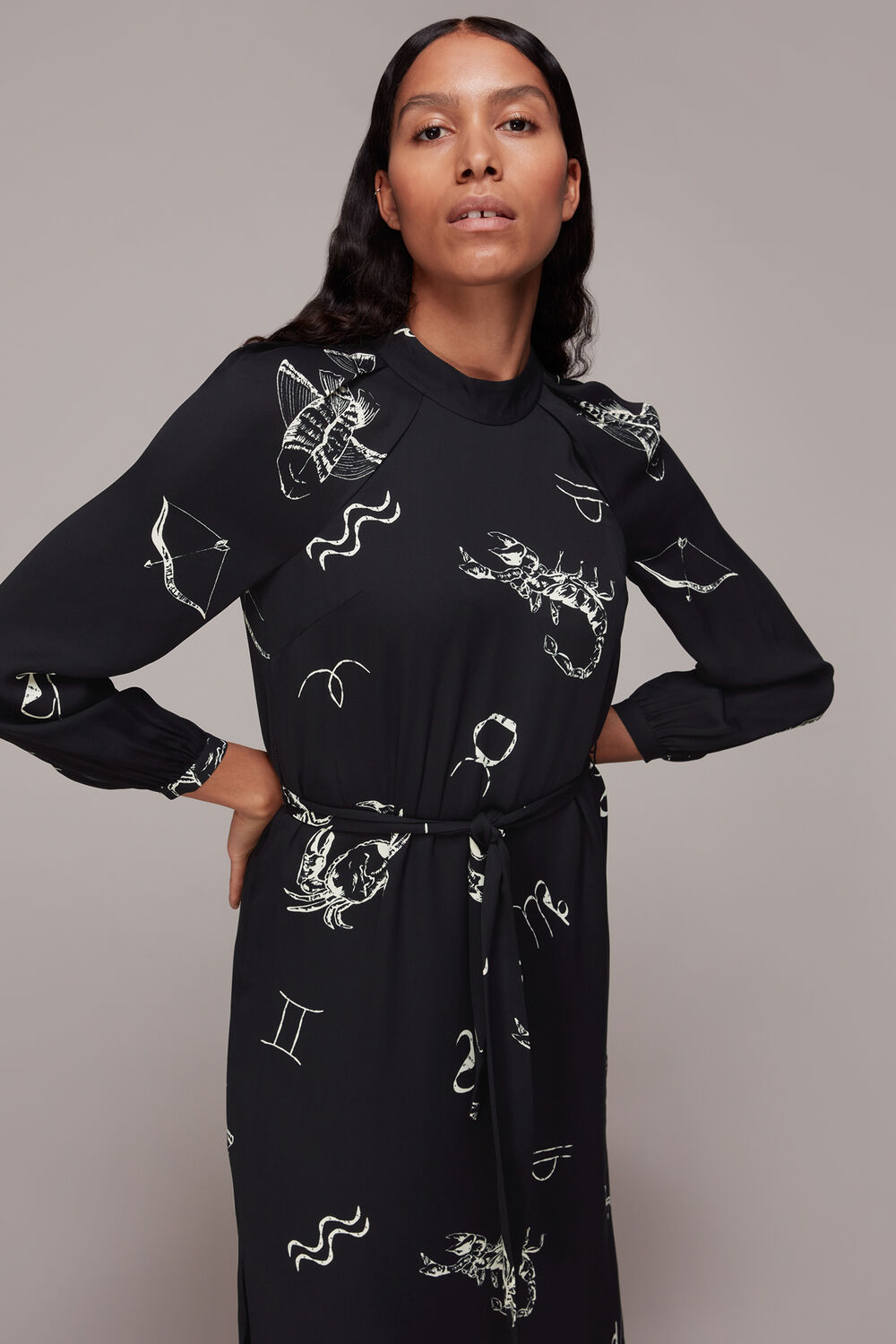 Black Kati Horoscope Print Dress