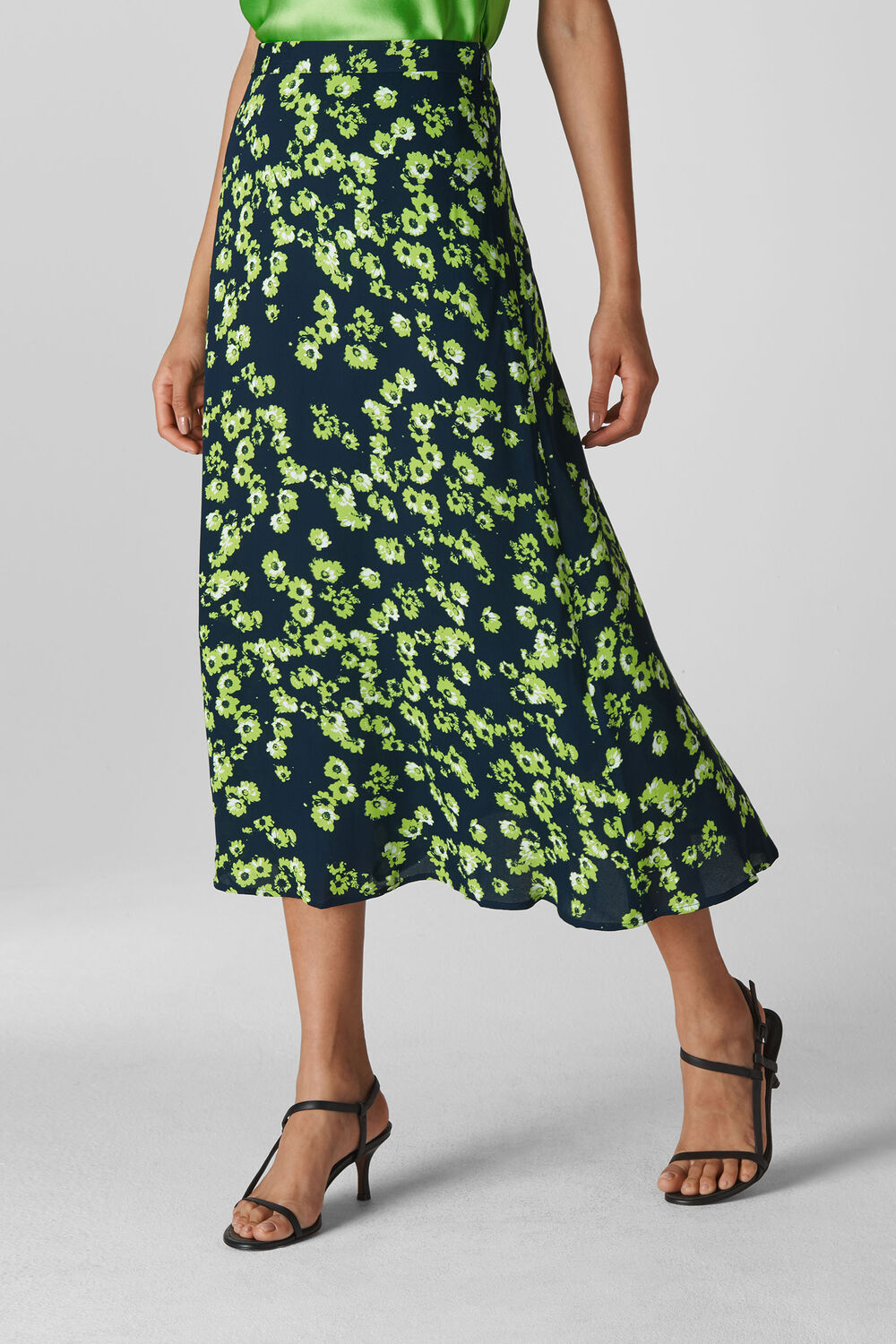 Digital Daisy Print Skirt Navy/Multi