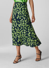 Digital Daisy Print Skirt Navy/Multi