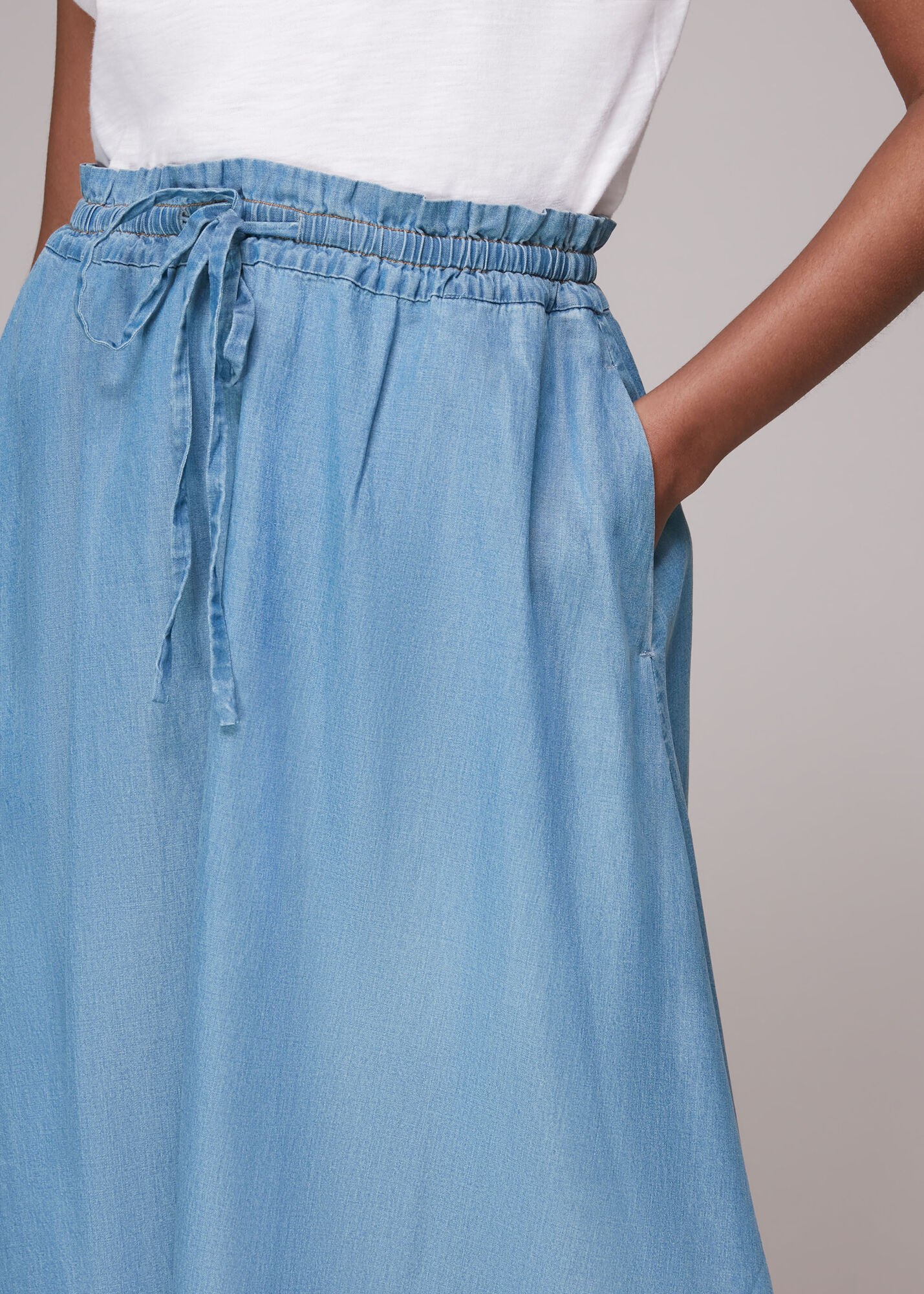 Denim Denim Chambray Skirt WHISTLES