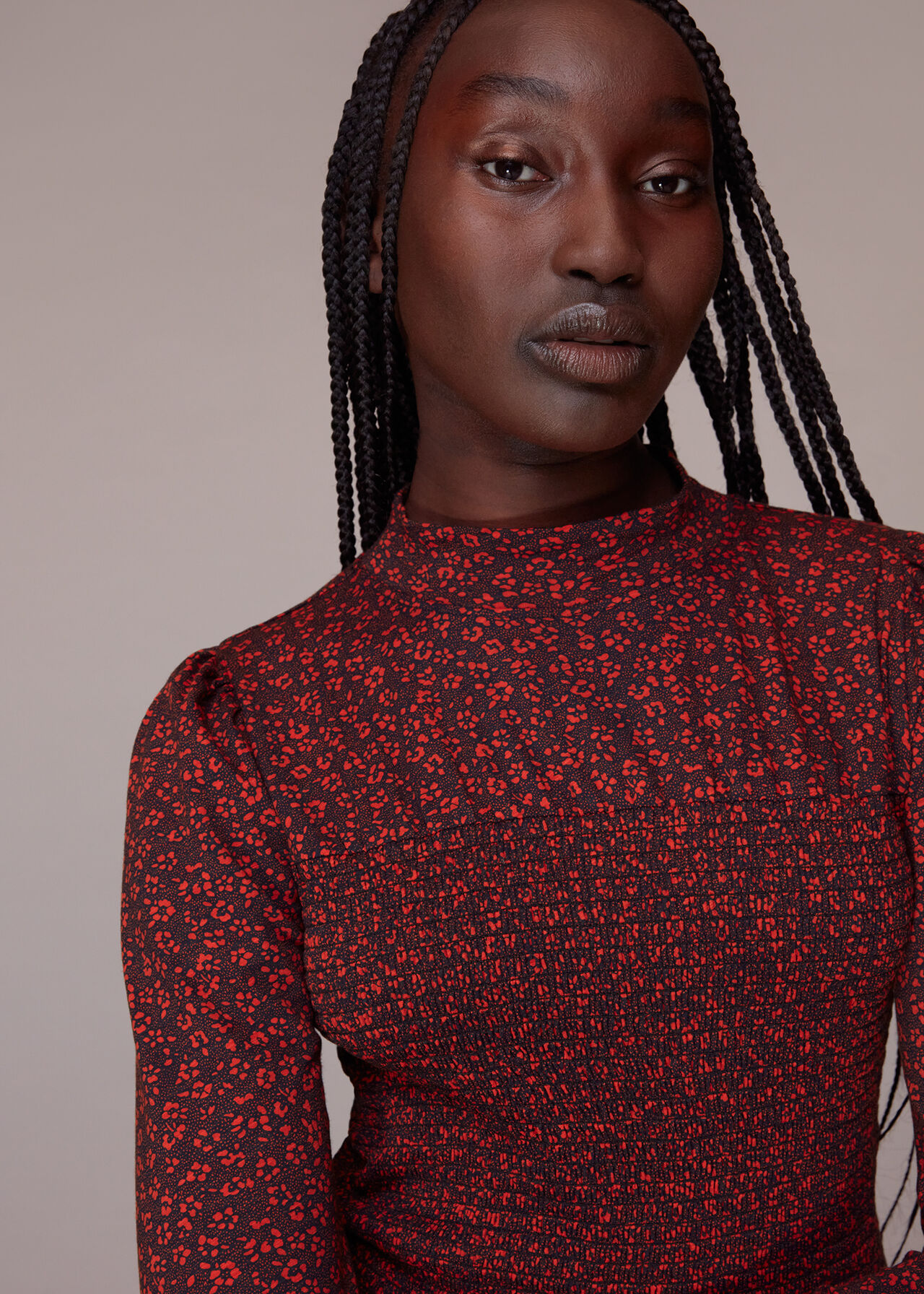 Pansy Dot Shirred Top
