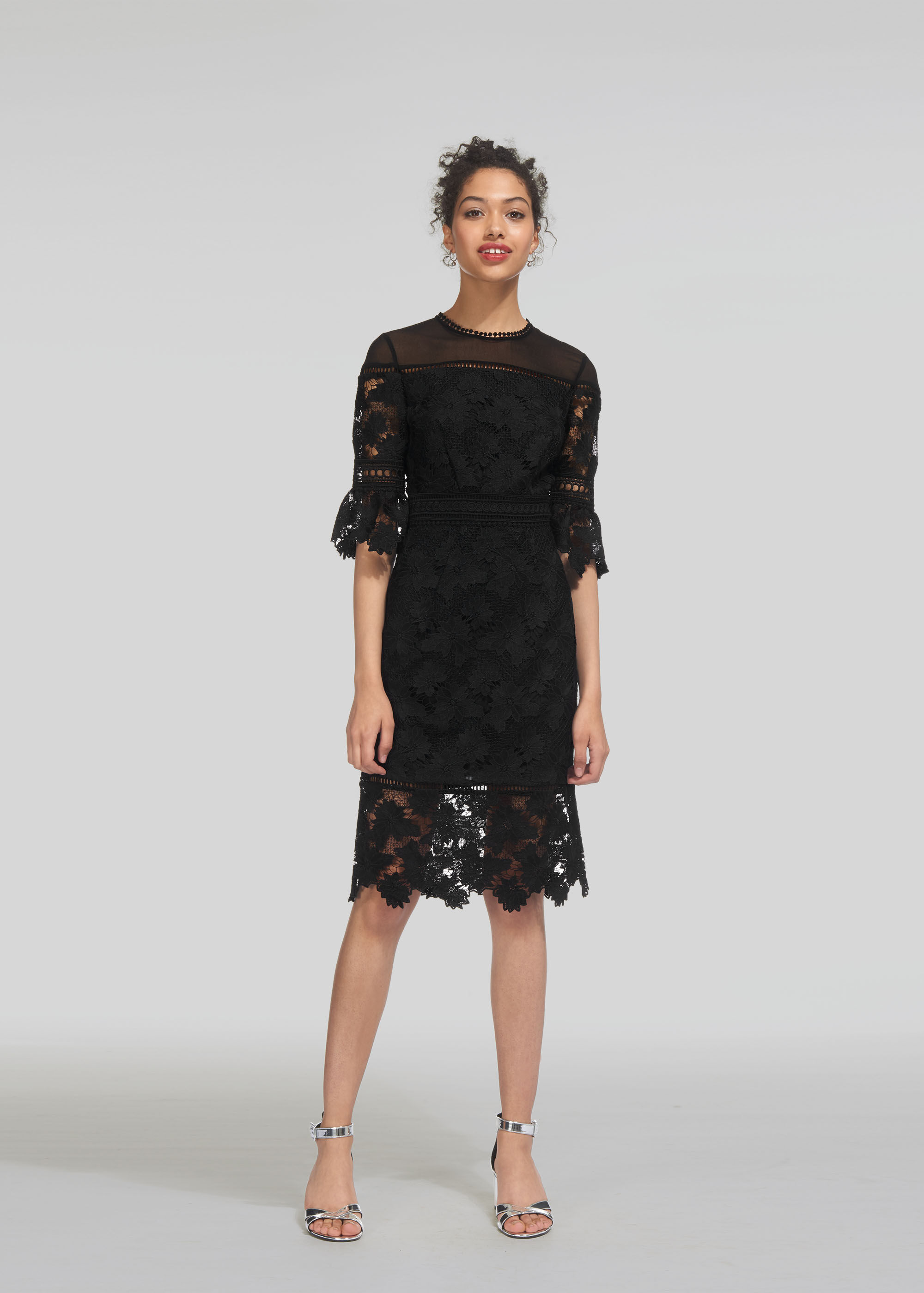 Amanda Lace Dress, Black | WHISTLES 