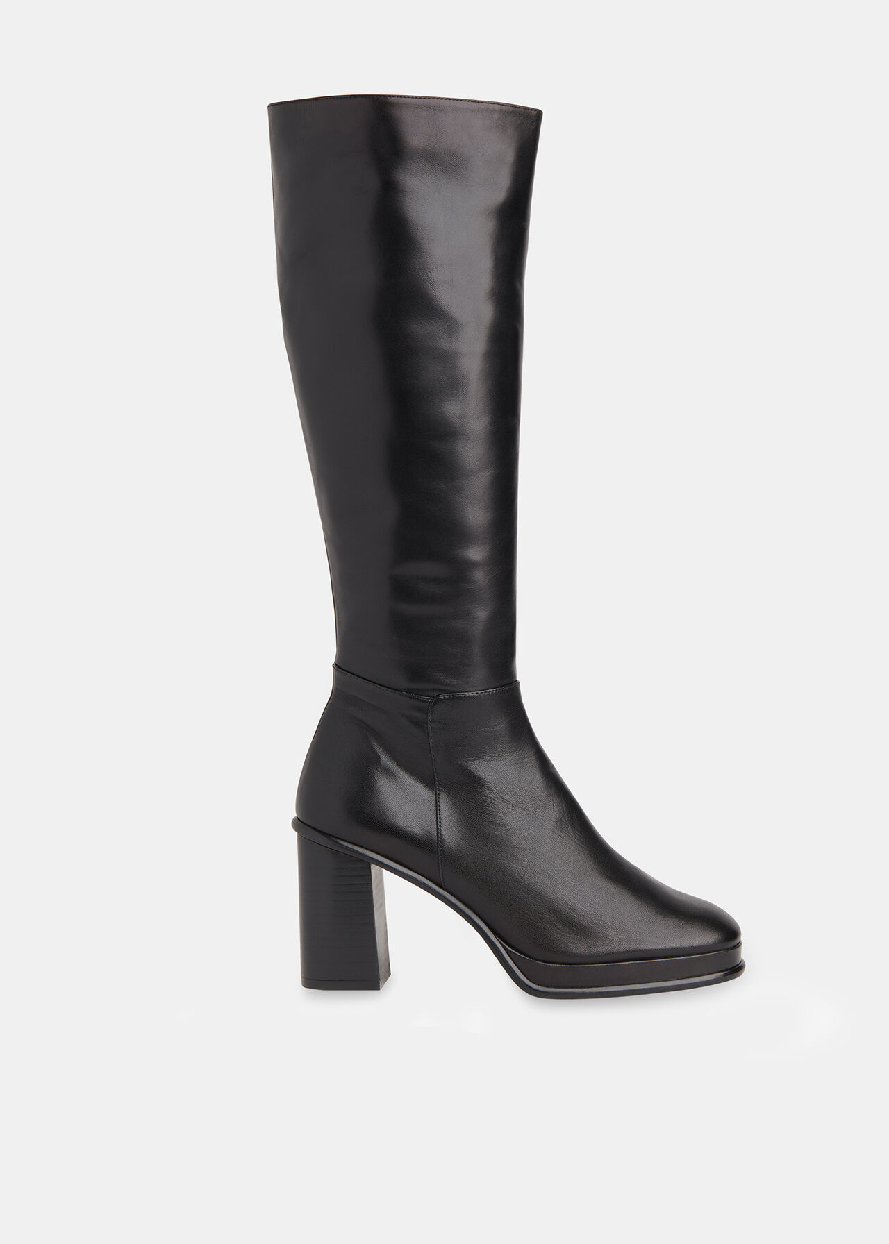 Black Clara Knee High Heeled Boot | WHISTLES | Whistles UK