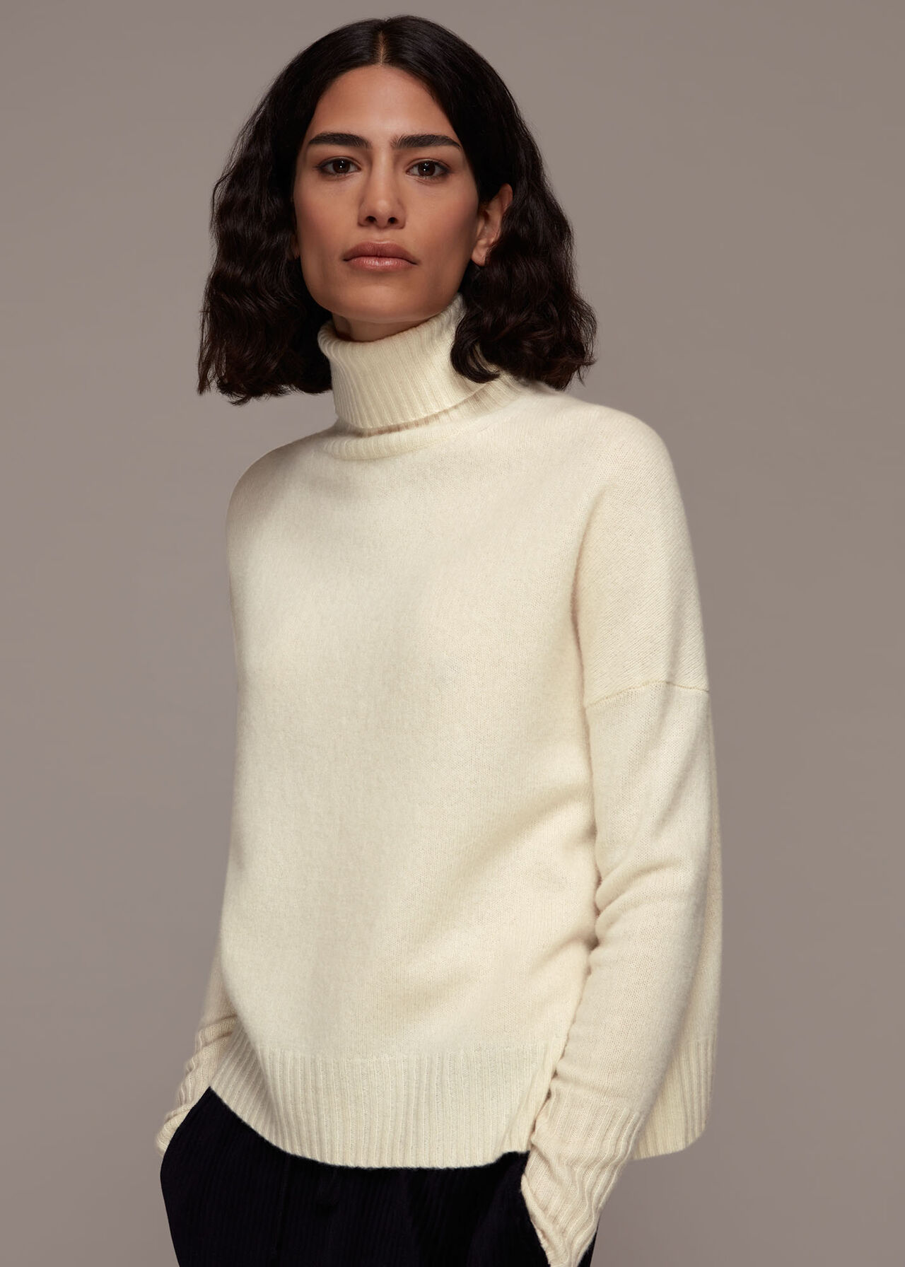 Ivory Roll Neck Wool Knit, WHISTLES
