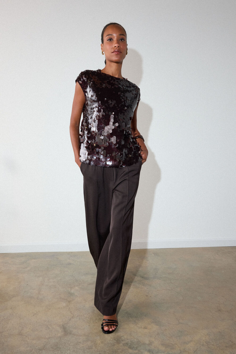 Degrade Sequin Cap Sleeve Top