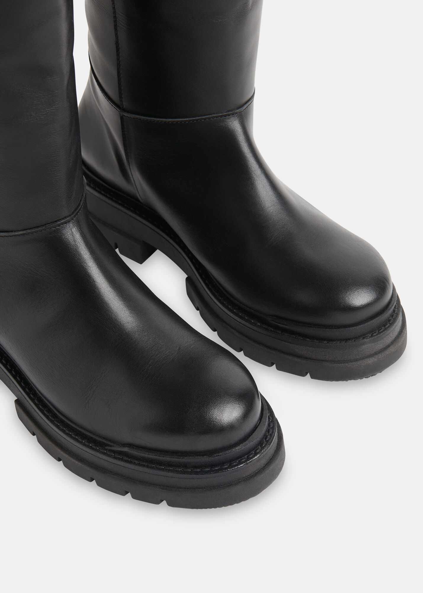 Black Maceo Lug Sole Knee High Boot WHISTLES