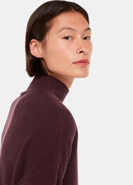 Wool Double Trim Funnel Neck