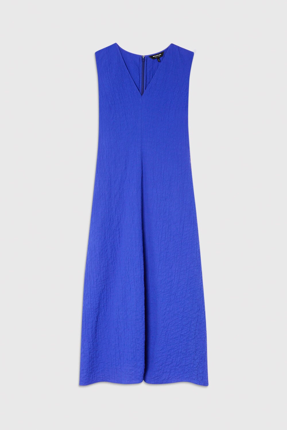 Blue V Neck Textured Dress