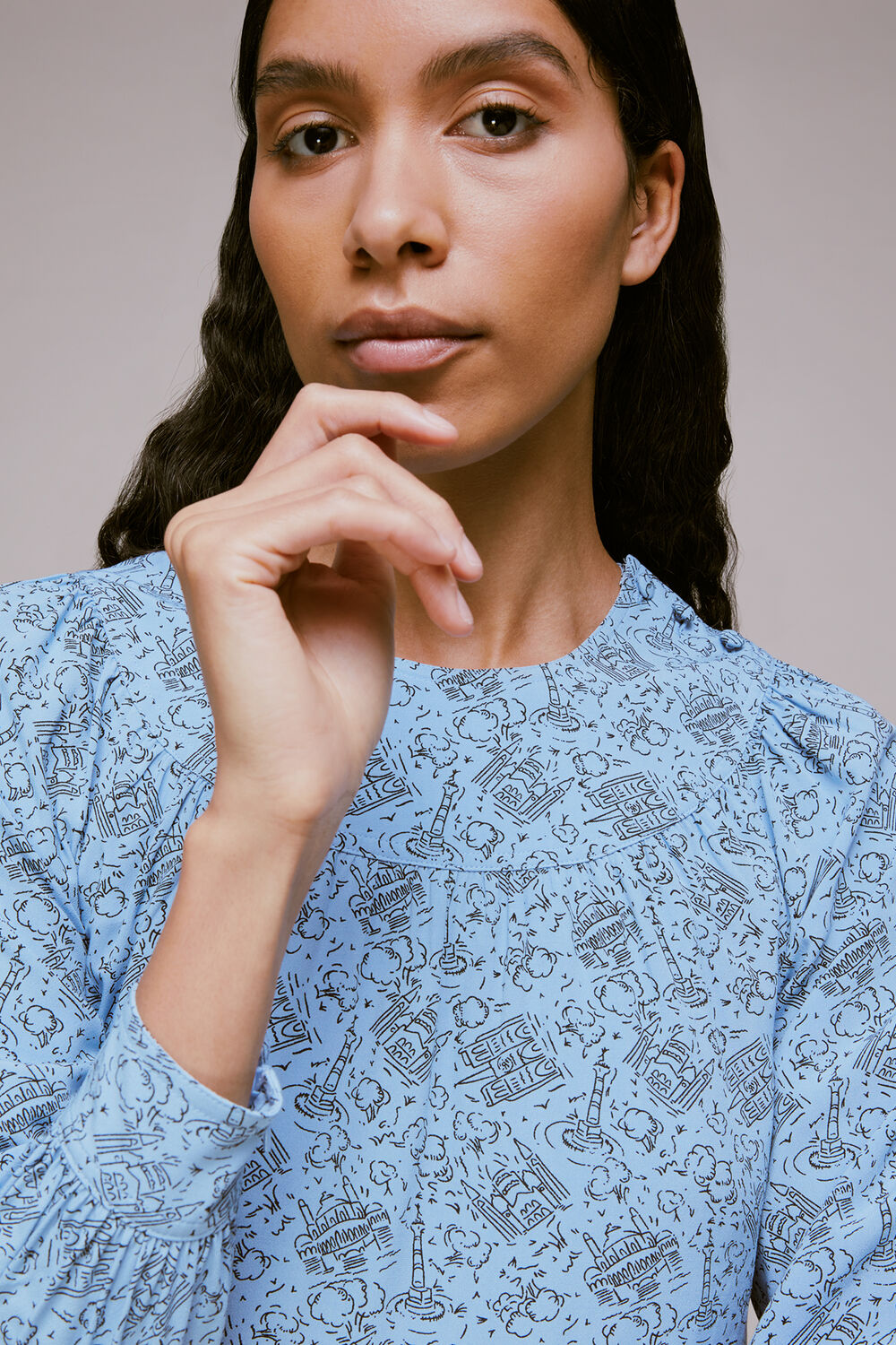 Monument Print Trapeze Dress
