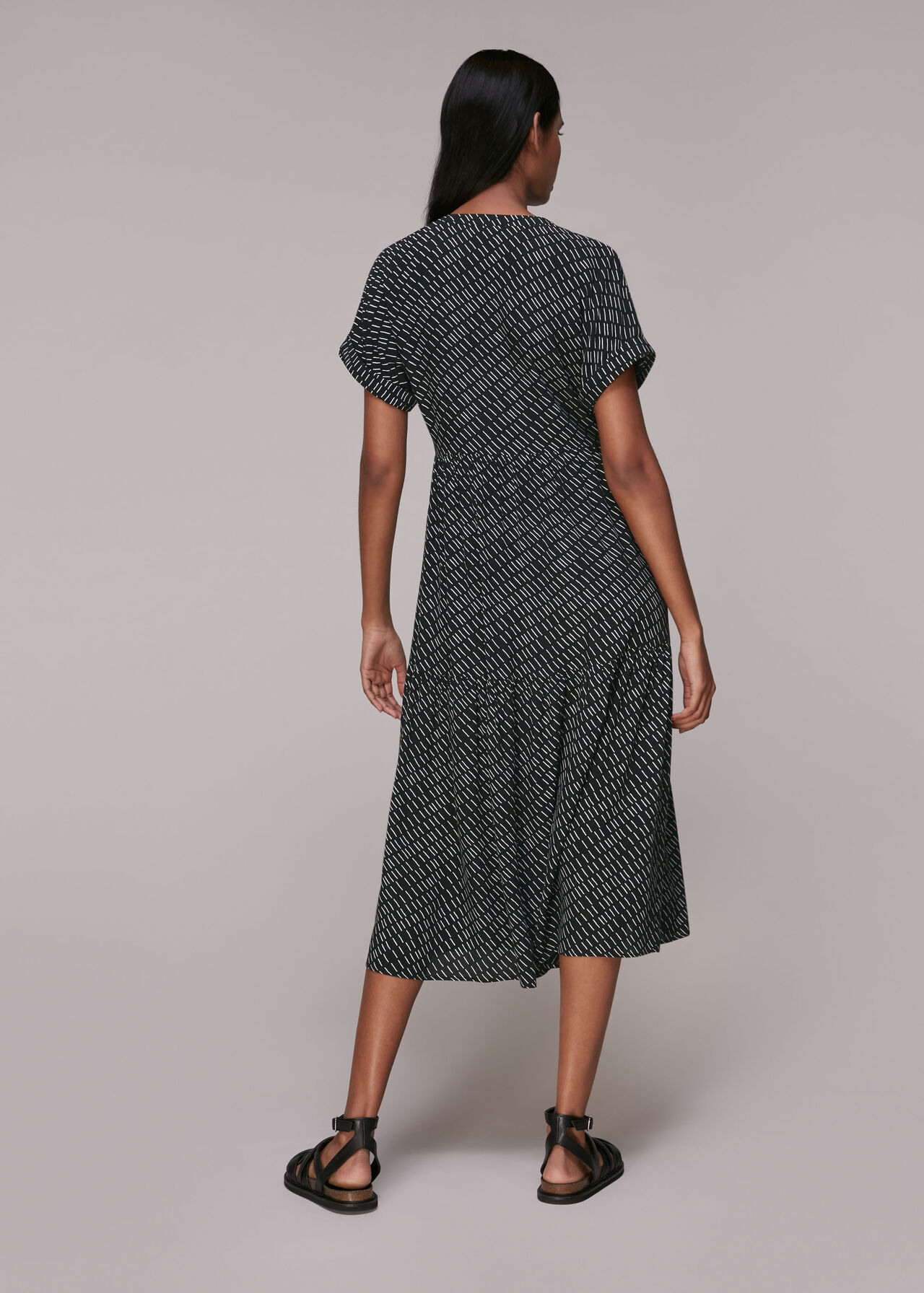 Black/Multi Geo Print Tiered Dress | WHISTLES