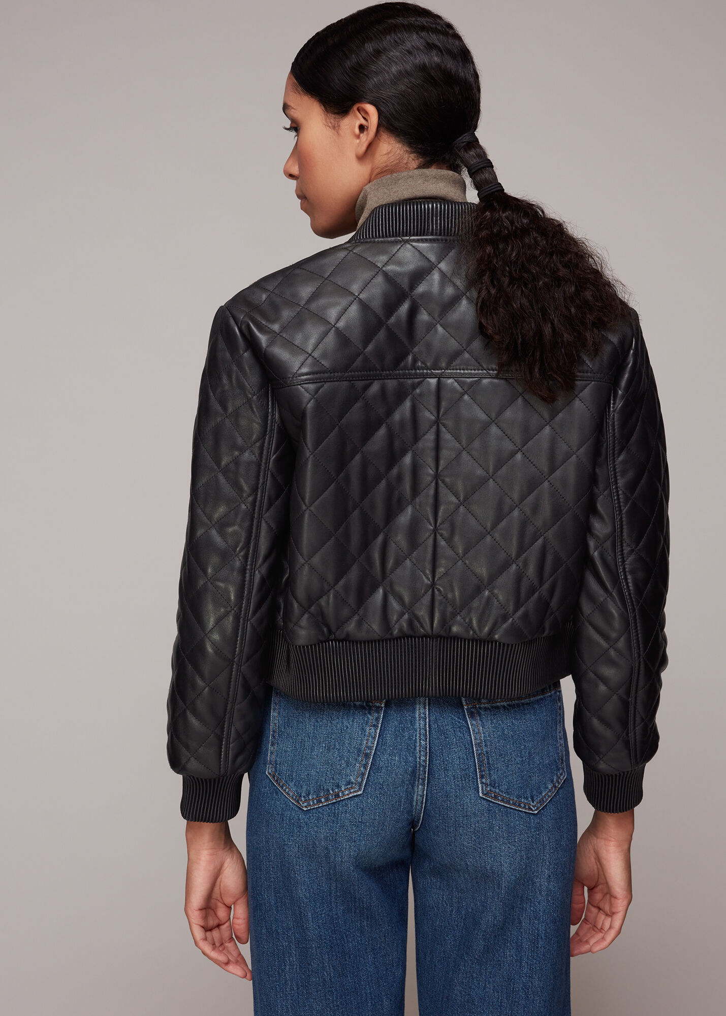 Black Alora Quilted Bomber