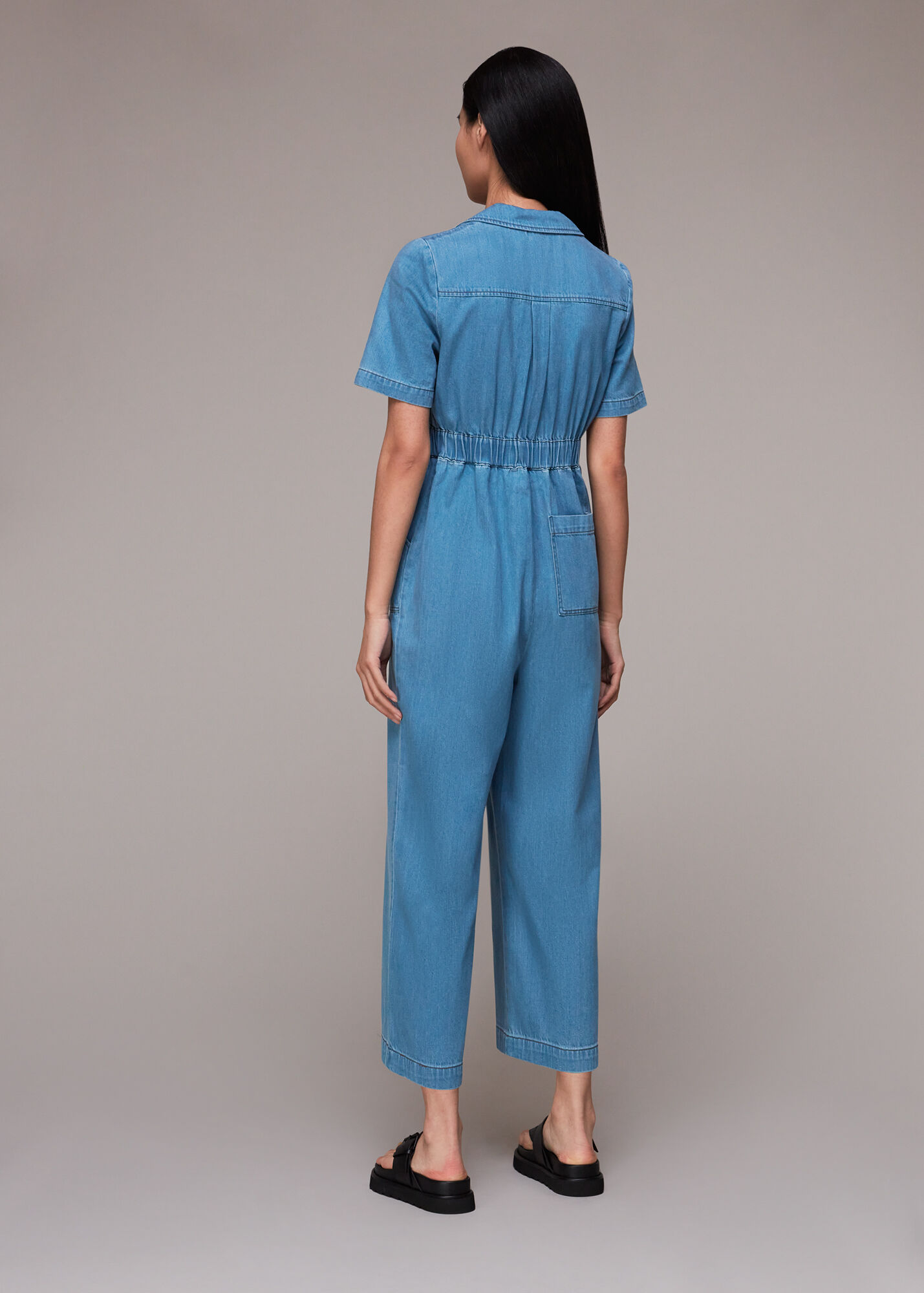 Denim Denim Collar Jumpsuit WHISTLES
