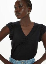 V Neck Frill Sleeve Top