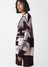 Intarsia Wrap Cardigan Multicolour