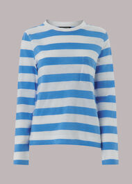 Crew Neck Stripe Pocket Top