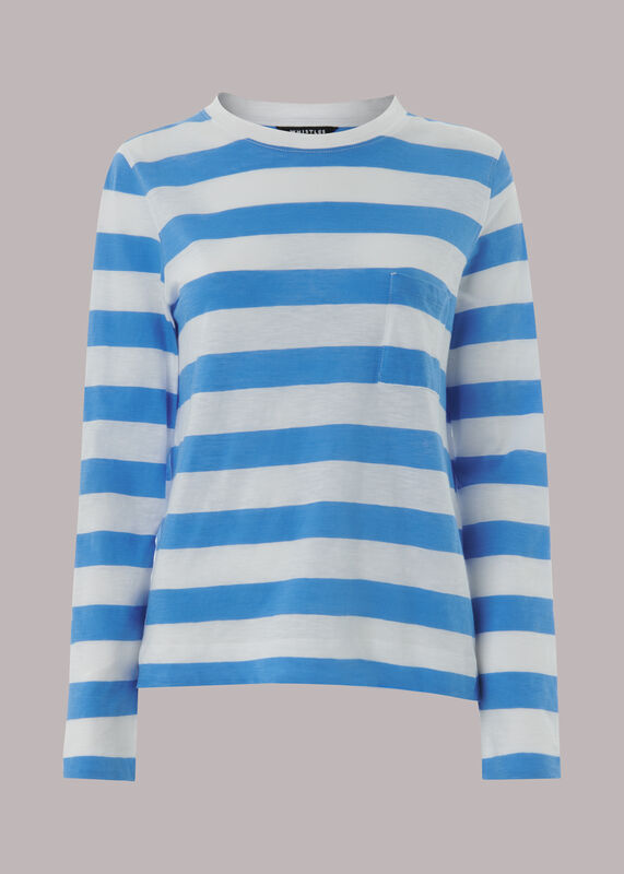 Stripe Crew Neck Pocket Top