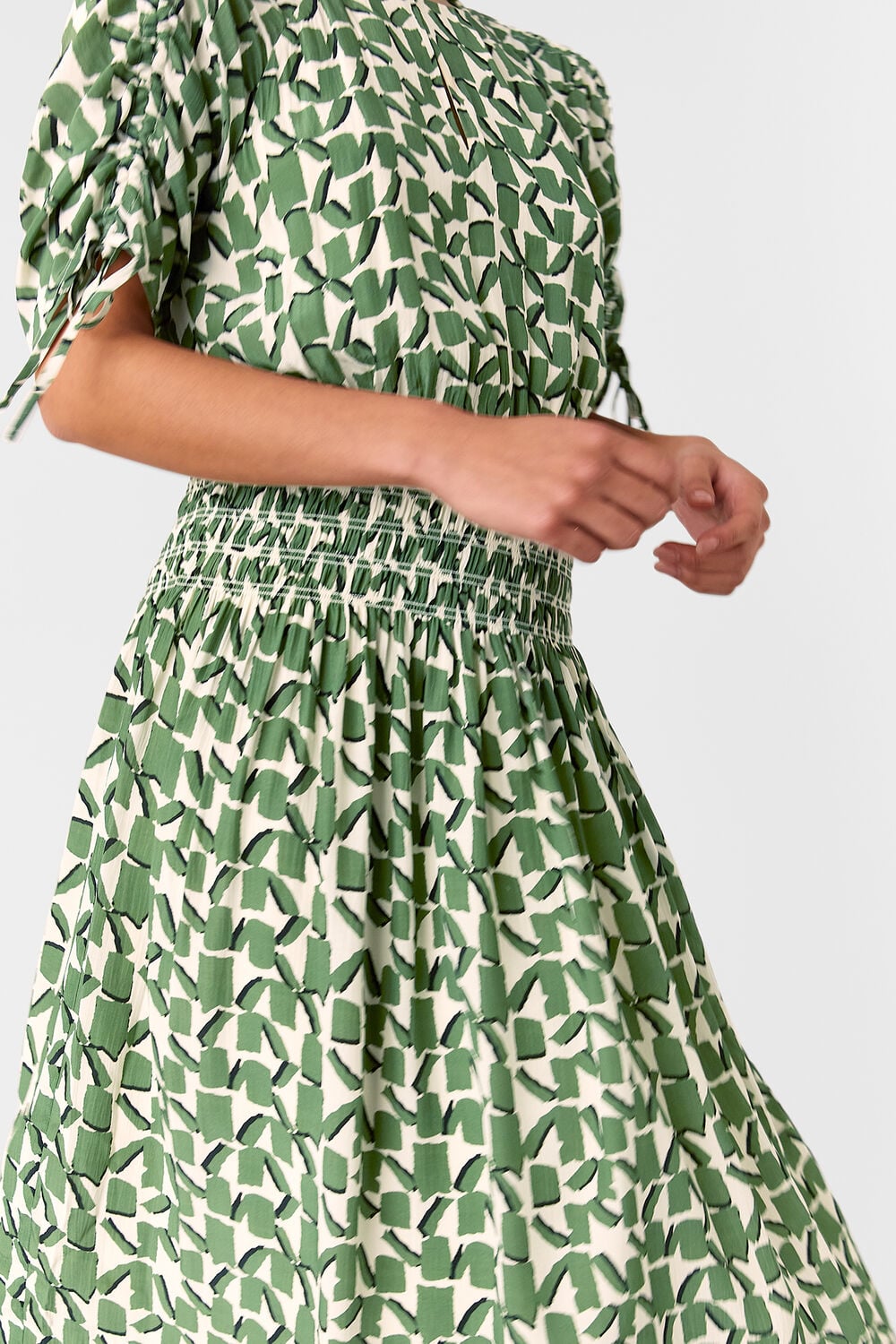 Petite Abstract Squares Midi Dress