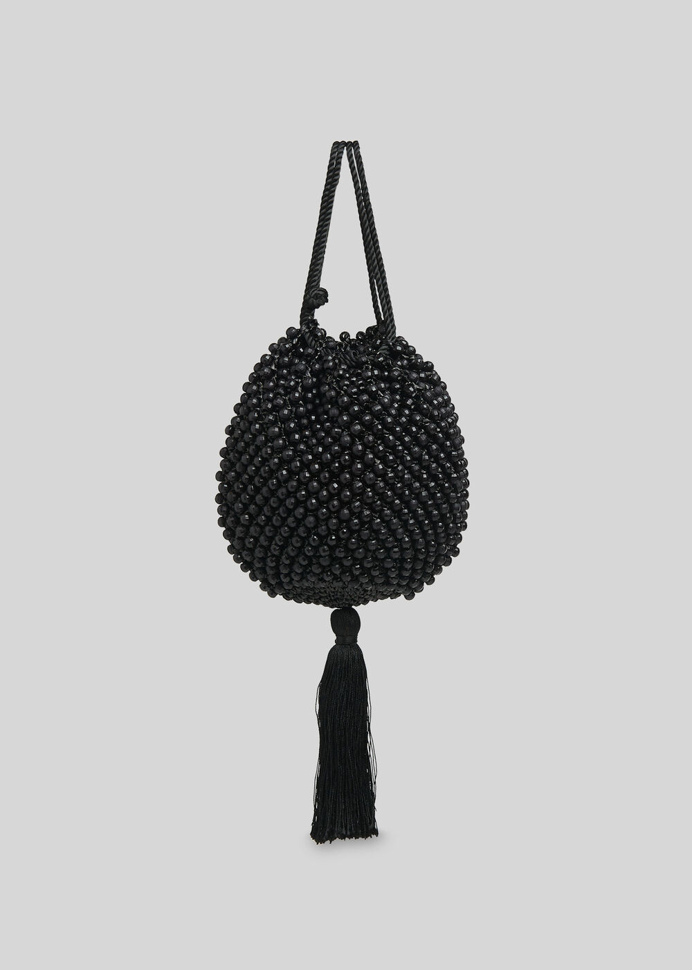 Lila Beaded Drawstring Bag Black