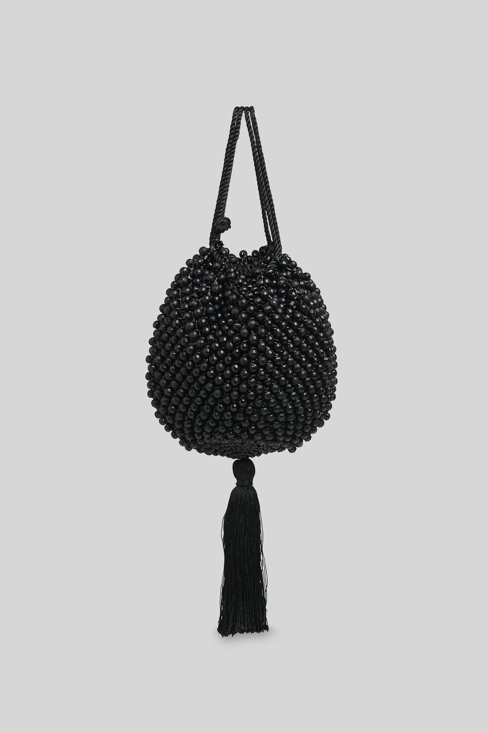 Lila Beaded Drawstring Bag Black